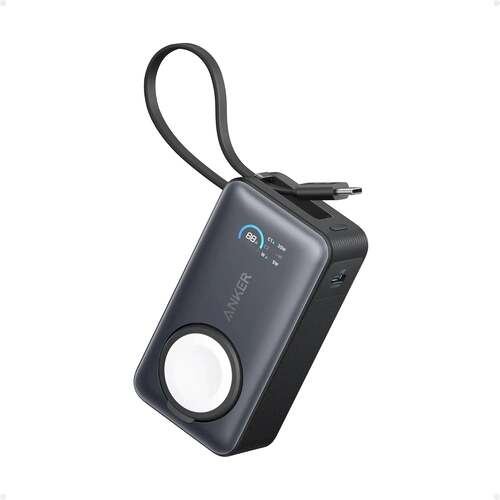 Anker MagGo Power Bank 10 K MAH , 35 W , With built in C cable and apple watch charger -black
