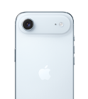 iPhone Air، الجزء الخارجي الخلفي، لون أزرق سماوي، نظام كاميرا Fusion الرئيسي في الهضبة في الأعلى