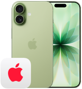 iPhone&nbsp;17، الجزء الخلفي الخارجي، لون أخضر رمادي، نظام كاميرا&nbsp;Fusion&nbsp;مزدوجة، الجزء الأمامي الخارجي، Dynamic&nbsp;Island، حواف شاشة نحيفة بلون أسود، شعار ‏‏+AppleCare‏