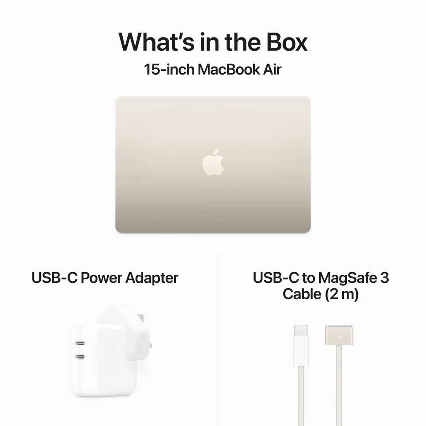 15-inch MacBook Air: Apple M3 chip with 8-core CPU and 10-core GPU, 8GB, 256GB SSD - Starlight