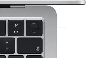 Showing the top right corner of a MacBook Air keyboard in Silver to highlight the Touch ID button