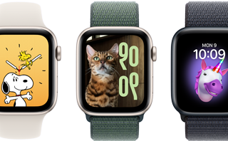 خيارات واجهة الساعة، بما في ذلك Memoji، والصور، والصورة الشخصية، وSnoopy، على ستة أجهزة Apple Watch