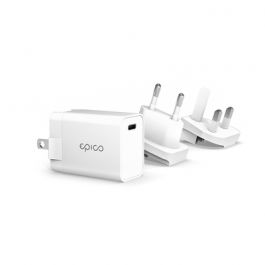 Epico 20W PD Charger with Changeable Plug (EU, UK) - white