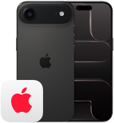 iPhone Air, front and back exterior, Space Black color, AppleCare+ logo